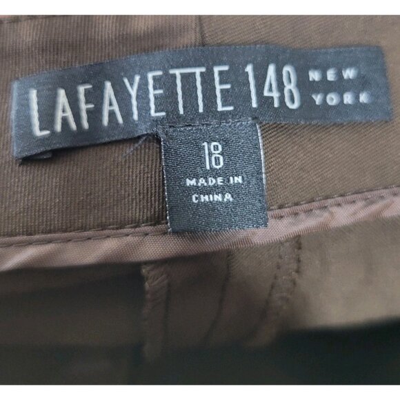 NEW Lafayette 148 New York Menswear Wool Trousers Plus 18 Brown Wide Leg Pants - Picture 5 of 7